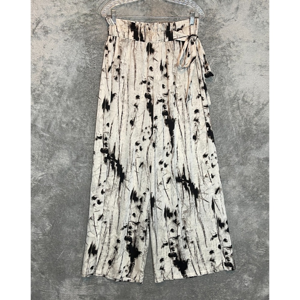 Patrizia Luca Women Marbled Satin Wide Leg Pants L NWT Flowy High Waisted Marble